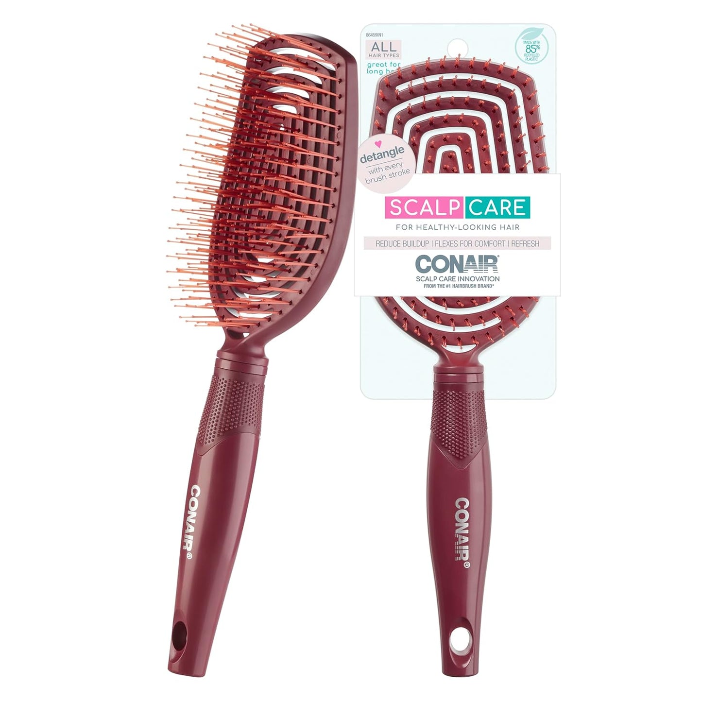 Conair Scalp Care Detangling Hairbrush | Curly Hair Brush & Scalp Massager for All Hair Types - Black Onyx