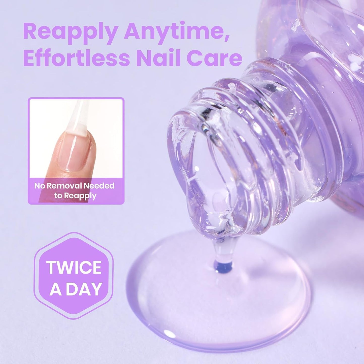Beetles Nail Strengthener - Grape Nail Enhancer for Damaged Nails | 15ml Air Dry Polish for Natural Growth