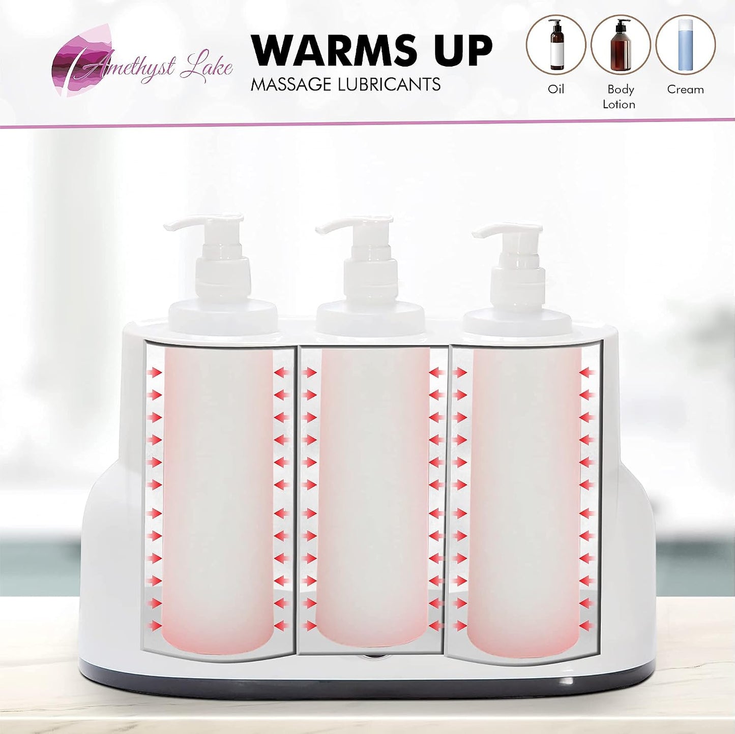 Amethyst Lake Oil Warmer Dispenser - Electric Plug-In Aroma Diffuser | 3-Bottle Capacity for Home & Spa Use