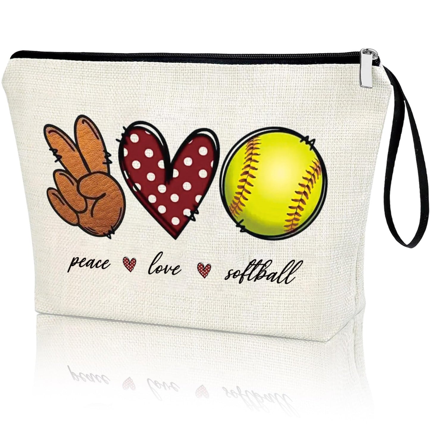 Softball Gifts for Women Girl Zipper Bag Funny Gifts for Softball Lover Softball Stuff Sport Season Gifts at the Games Day Makeup Bag Birthday Thanksgiving Christmas Gifts for Her Sister Friends BFF