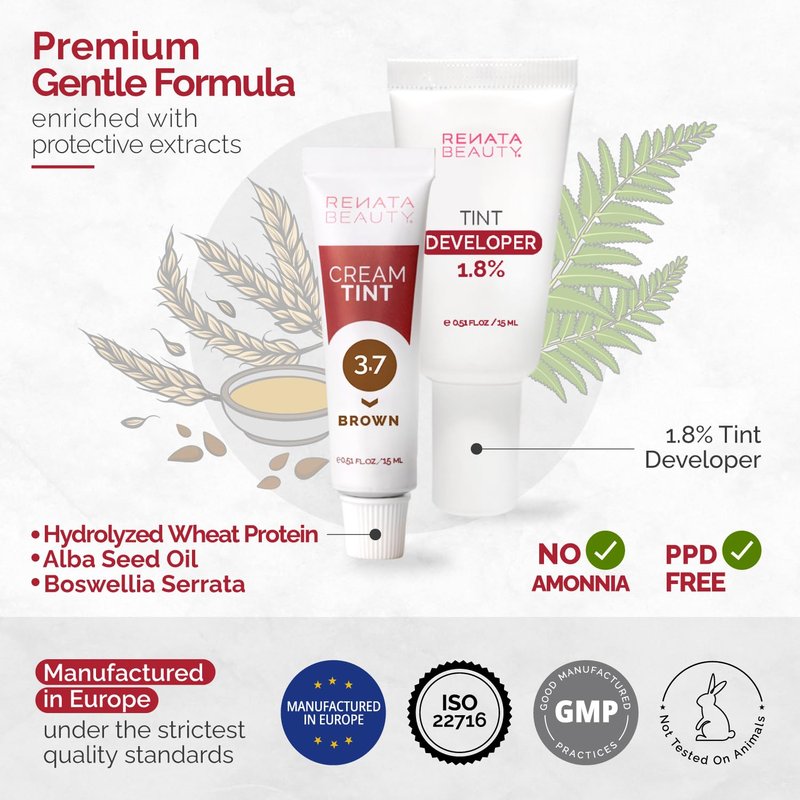 Renata Beauty Tint Kit - Cream Hair Dye for Spot Coloring | Covers Gray, Smudge-Proof, 20 Applications [Brown]