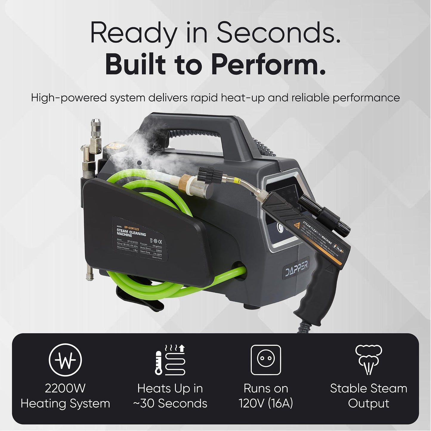 5-in-1 High Pressure Steam Cleaner, Portable Commercial Steamer for Grout, Tile, Car & Home Cleaning, 6 Bar High Heat Multi-Surface Cleaner, 2200W, 110V