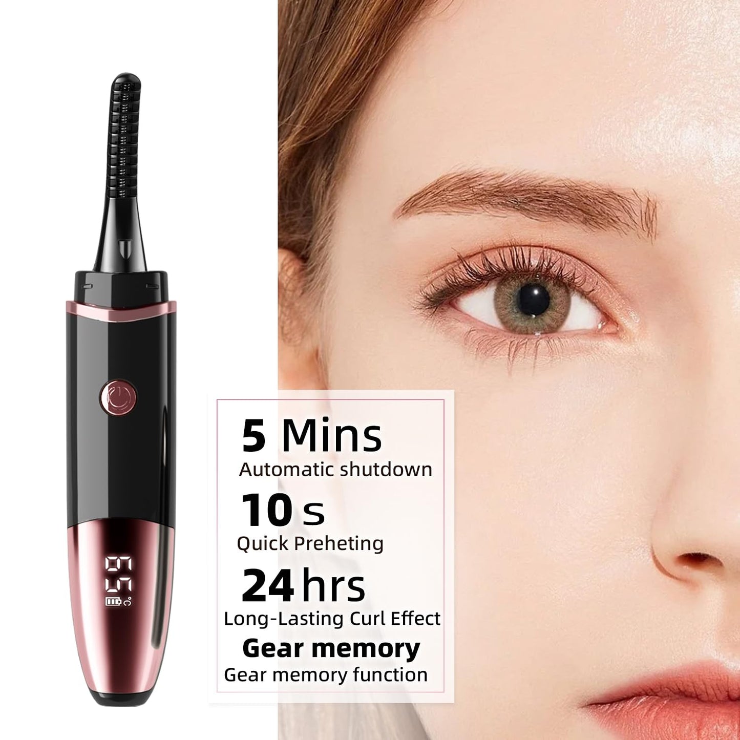 2026 Heated Eyelash Curler-USB Rechargeable Electric Eyelash Curler（Black）