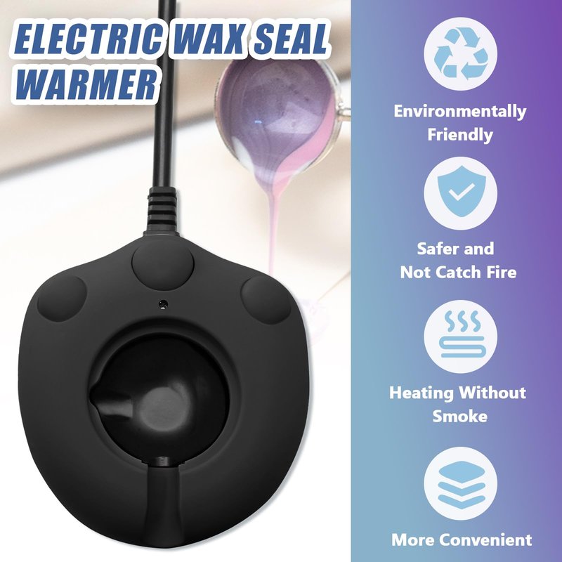 vibedor Electric Wax Warmer, Seal Melter Black Electric Wax Seal Kit with Spoon, Tweezer and Stir Stick for Melting Beads and DIY