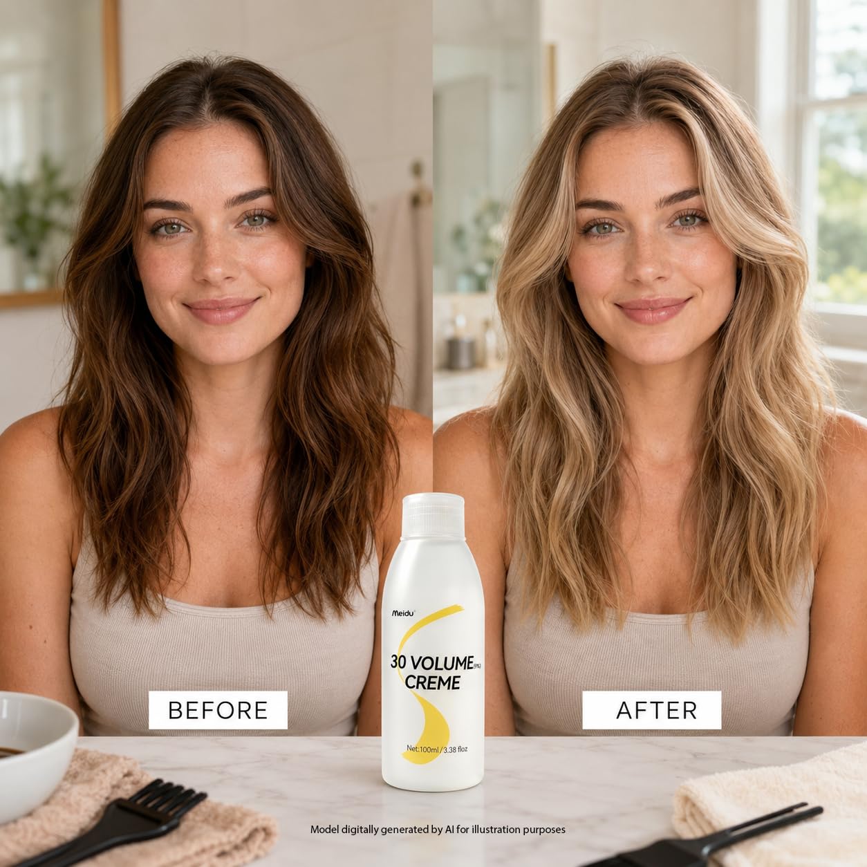 Hair Developer 9% (30 Volume),Professional Hair Color Developer Cream for Hair Bleach Powder & Hair Dye, Oxidant Cream Helps Achieve Up to Level 8 Blonde Results, Easy Mixing Formula,100ml