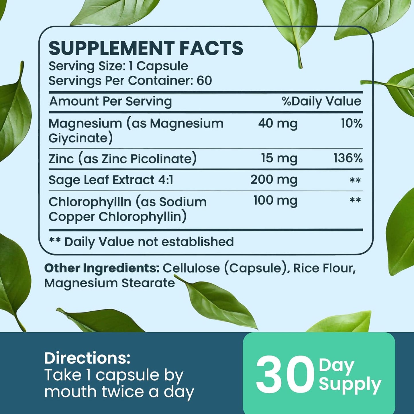 Whole Body Deodorizing Supplement - Natural Internal Deodorant for Sweat Relief | 60 Chlorophyll Capsules for Odor Control