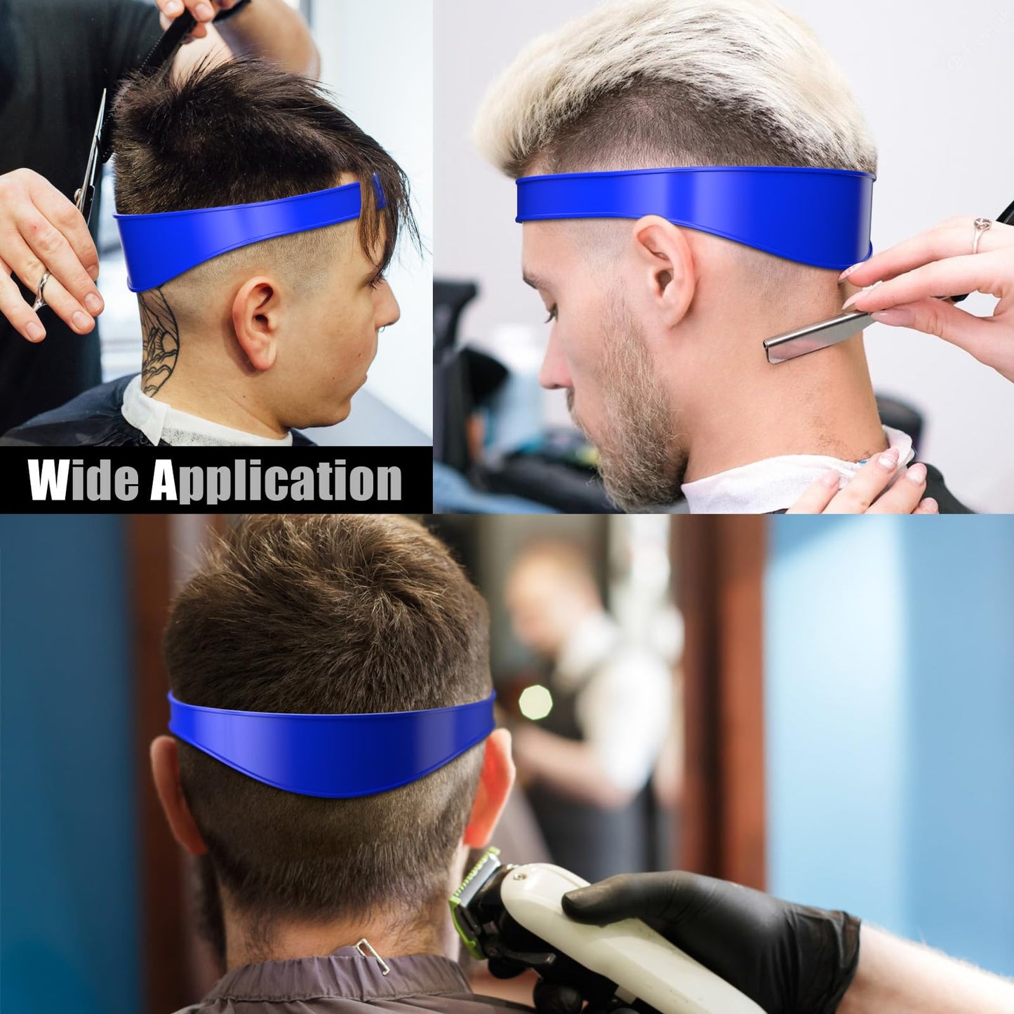 AOMGD Neckline Shaving Template and Adjustable Hair Trimming Guide,DIY Self Haircutting System, Shaving and Keeping a Clean and Straight Neck Hairline,Easy Use Tool Soft Portable(Blue)