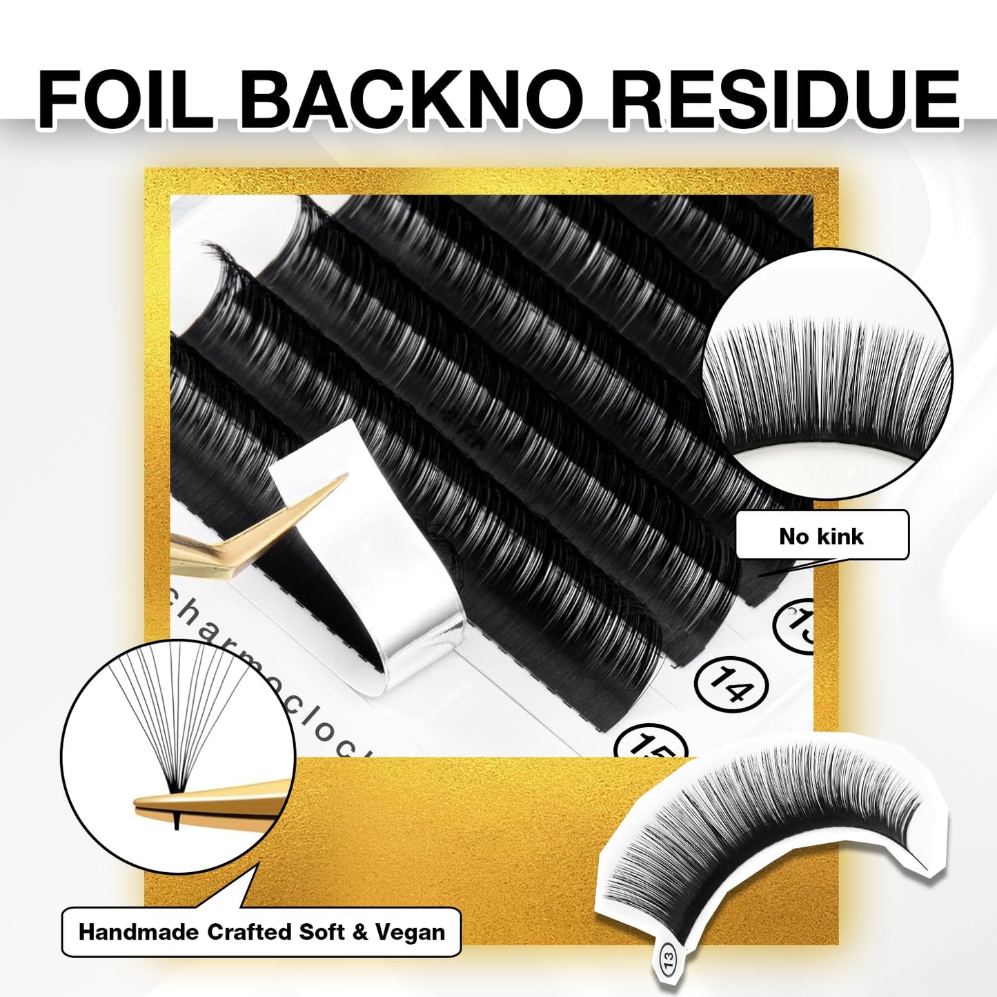 Cashmere Volume Lash Extensions - CC Curl 0.03mm Thickness | 8-16mm Mixed Length Trays, Super Matte Black Individual Eyelashes