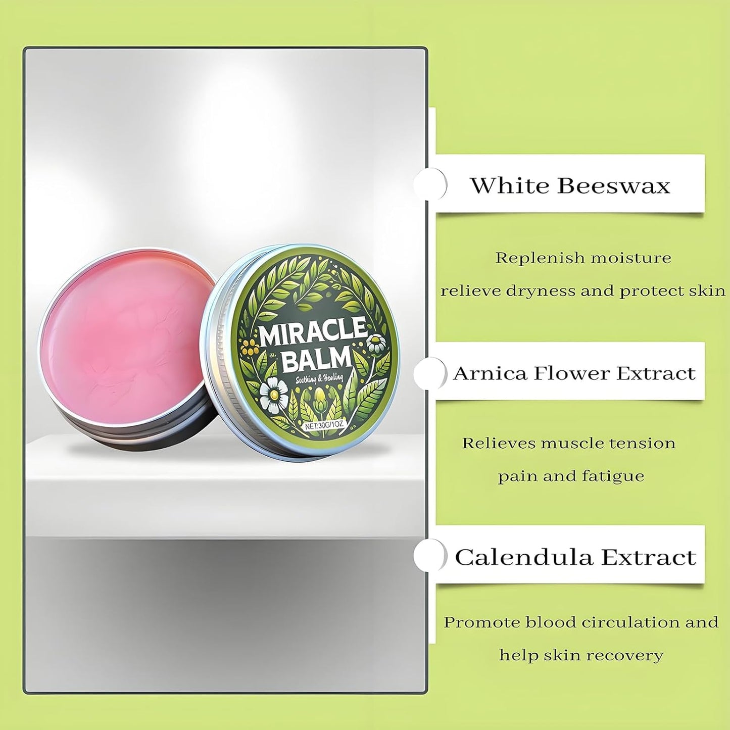 Miracle Balm for Swollen Legs, Veins Soothing, Relaxing & Comfortable, Botanical Formula with Calendula for Back, Hands, Feet and Body-2PCS