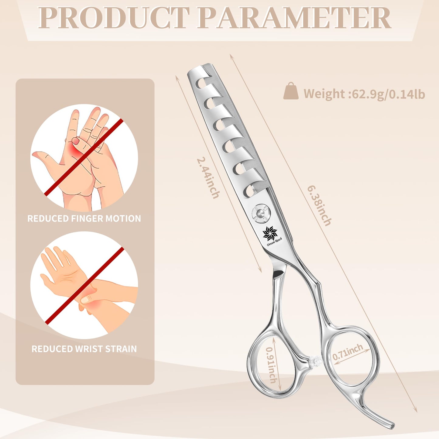 Dream Reach Professional 6 inch Hair Cutting Scissors, Japanese 440C Steel Thinning Shear for Men/Women Cutting for Salon/Barber/Home