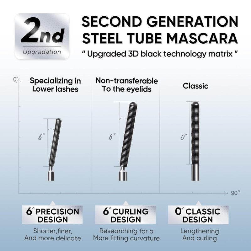 3D Curling Eyelash Iron Mascara - Tubing Formula with Ultra Fine Wand | Lengthening, Clump-Free, Waterproof, 0.11oz, Brown