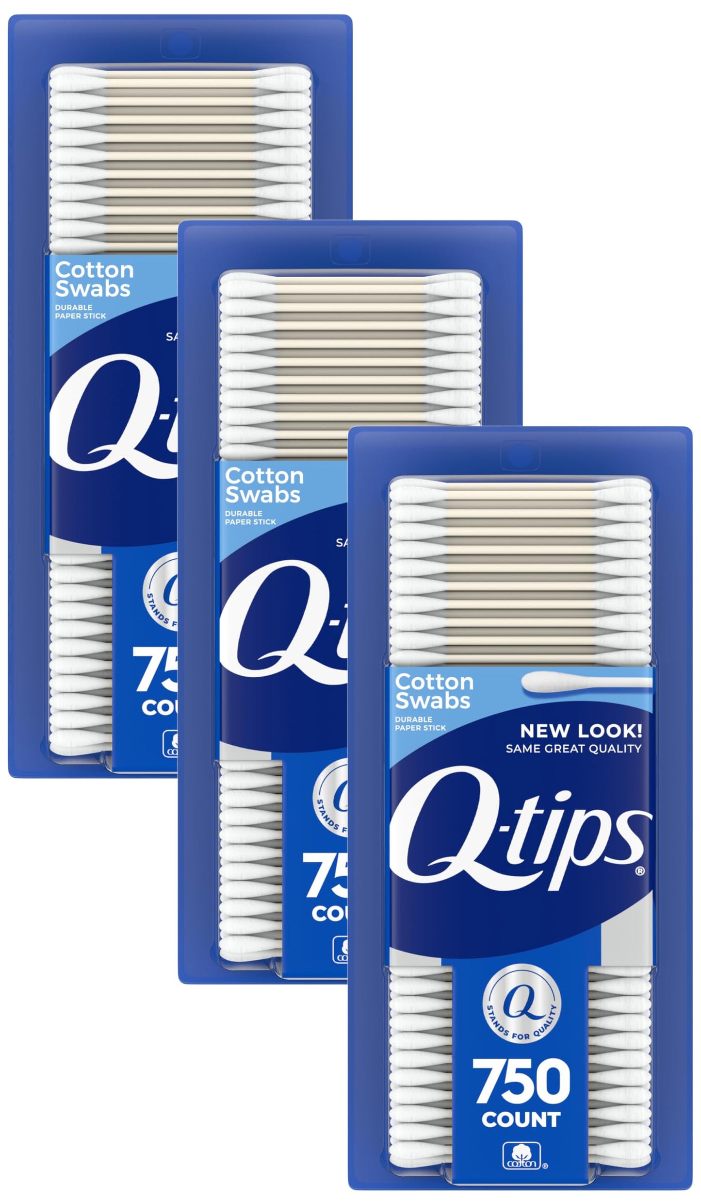 Q-tips Cotton Swabs for Hygiene and Beauty Care Original Cotton Swab Made with 100% Cotton 750 Count (Pack of 3)