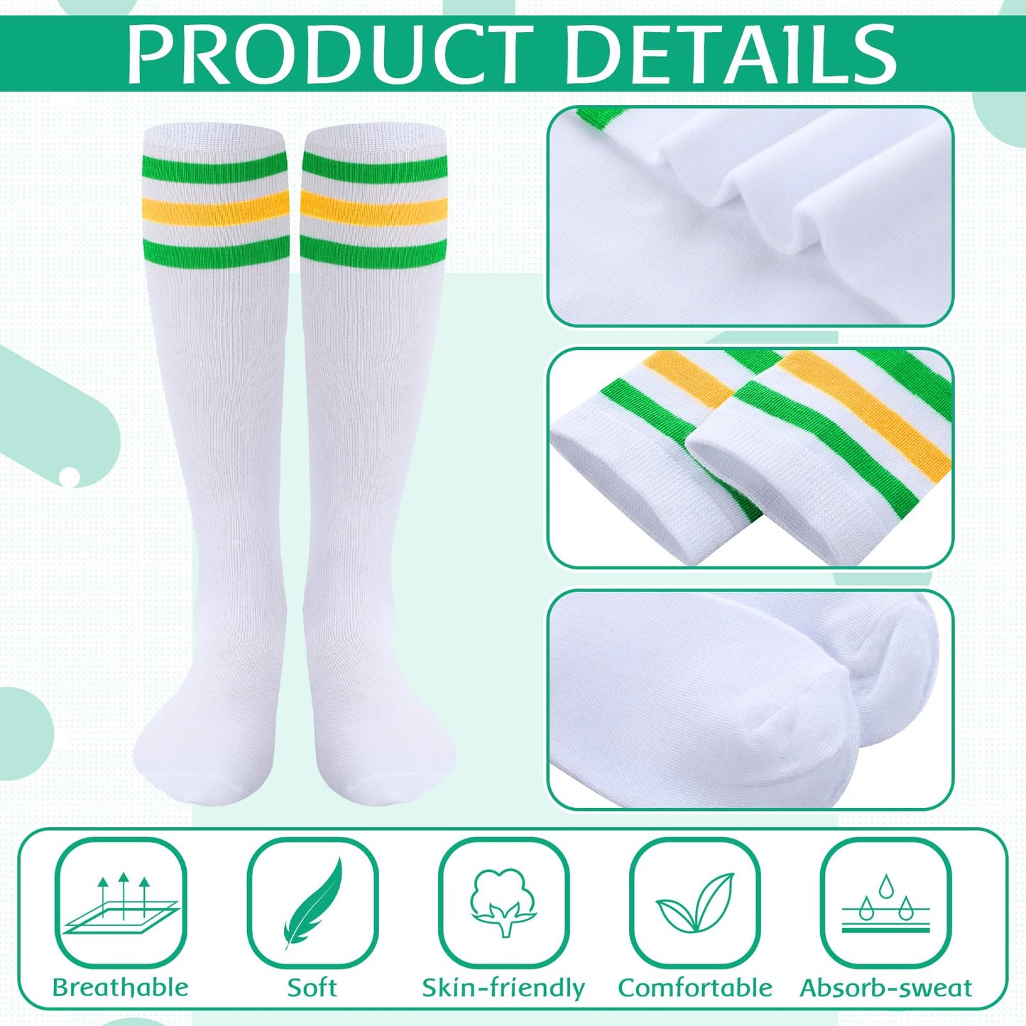 Panitay 2/12/16/24 Pairs Softball Soccer Socks Glitter Eye Black Stickers Team Spirit Accessories for Youth Women Sport Wear(12 Pcs,Green, White, Yellow)