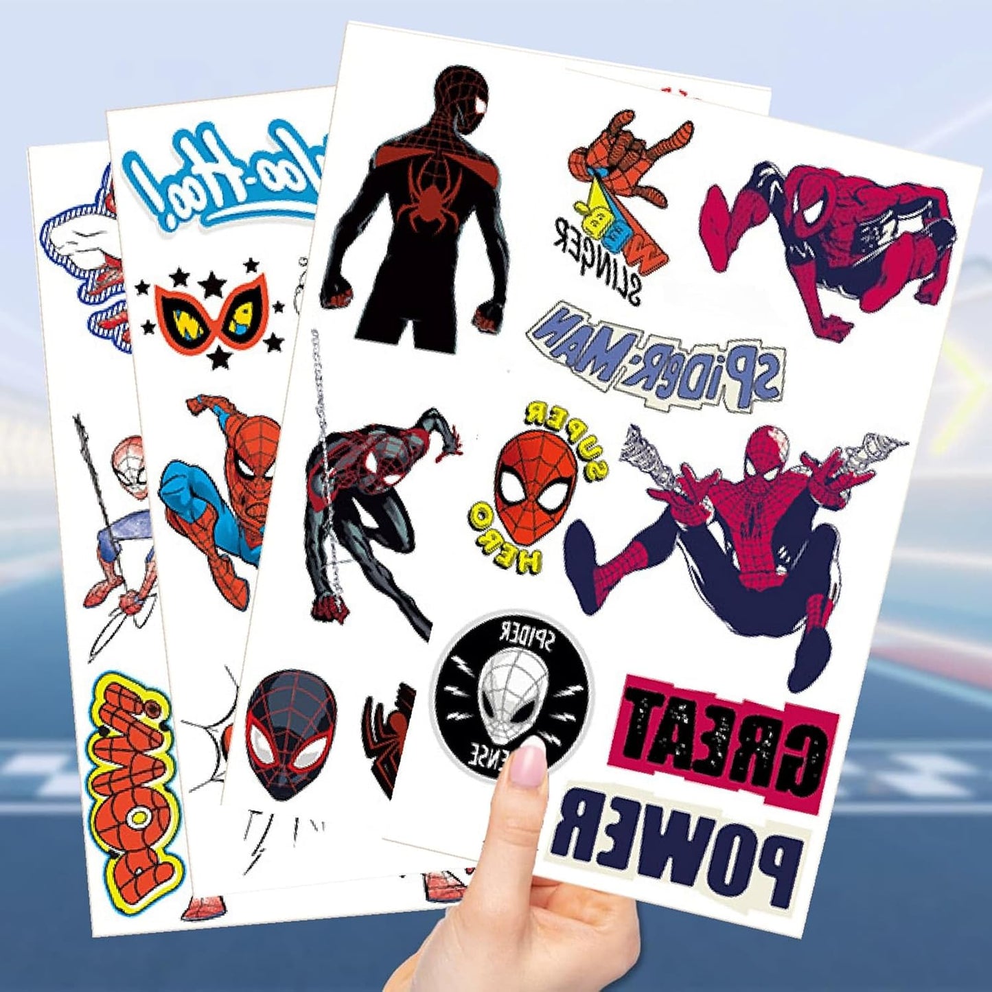 Spider Temporary Tattoos - 10 Sheets of Removable Cute Cartoon Spider Stickers for Birthday Party Favors & Decor