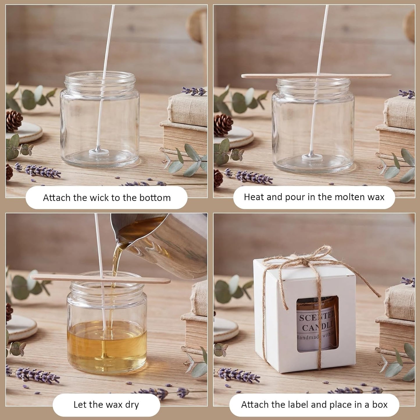 20 Pack 4oz Glass Candle Jars with Lids - Round Empty Containers for Candle Making | Gift Box Included