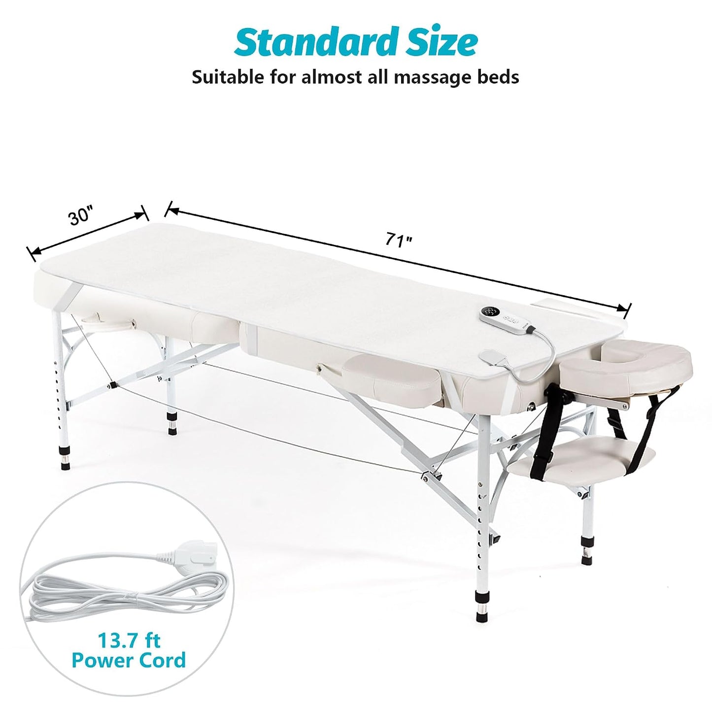 Massage Table Warmer - Professional Heating Pad with 9 Heat Settings & Timer | 30" x 71" for Spa & Massage