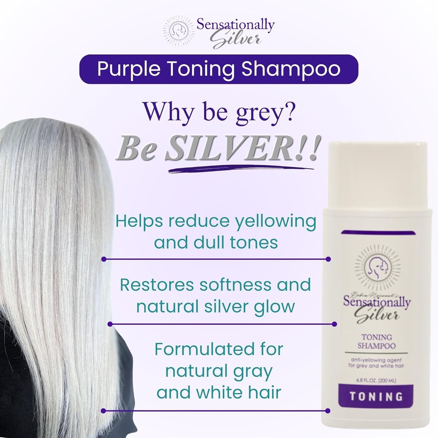 Father's Day | Sensationally Silver 3-Piece Gift Set – Premium Hair Care Trio for Gray, Silver & White Hair | Includes Toning Shampoo, Balancing Shampoo & Conditioner | Elegant Gift Box