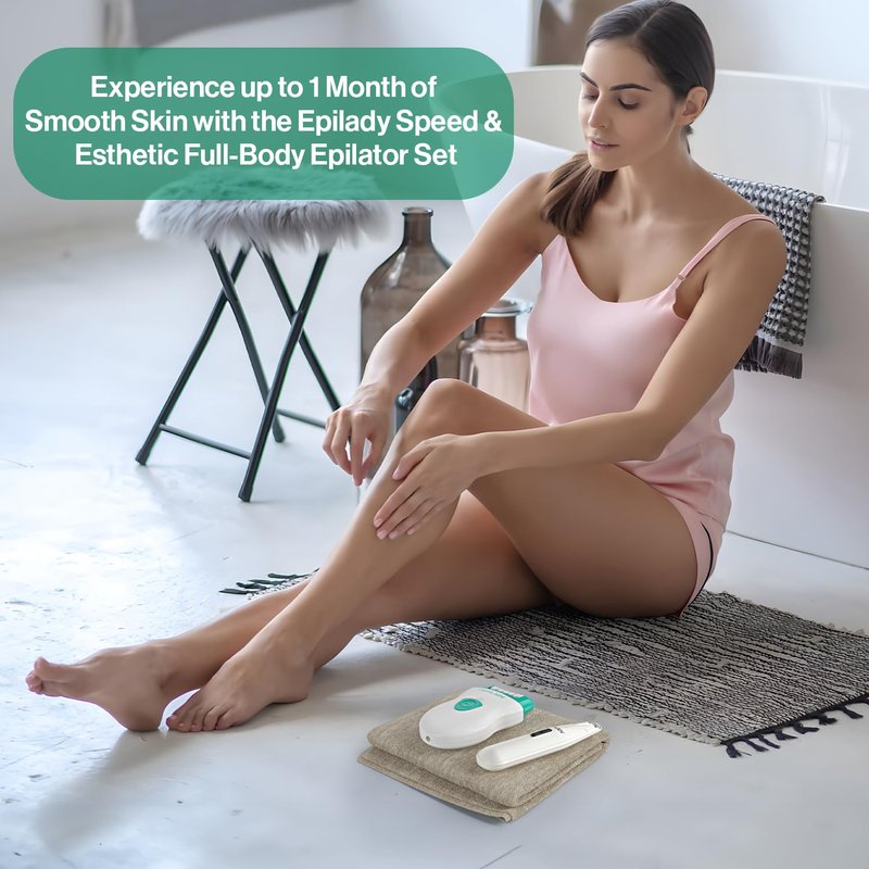 Epilady Face & Body Hair Removal Device Bundle, Speed Corded Electric Epilator for Women with Facial Hair Remover, Epilator for Legs, Arms, Underarms, Face & Bikini Line, Long-Lasting Hair Removal