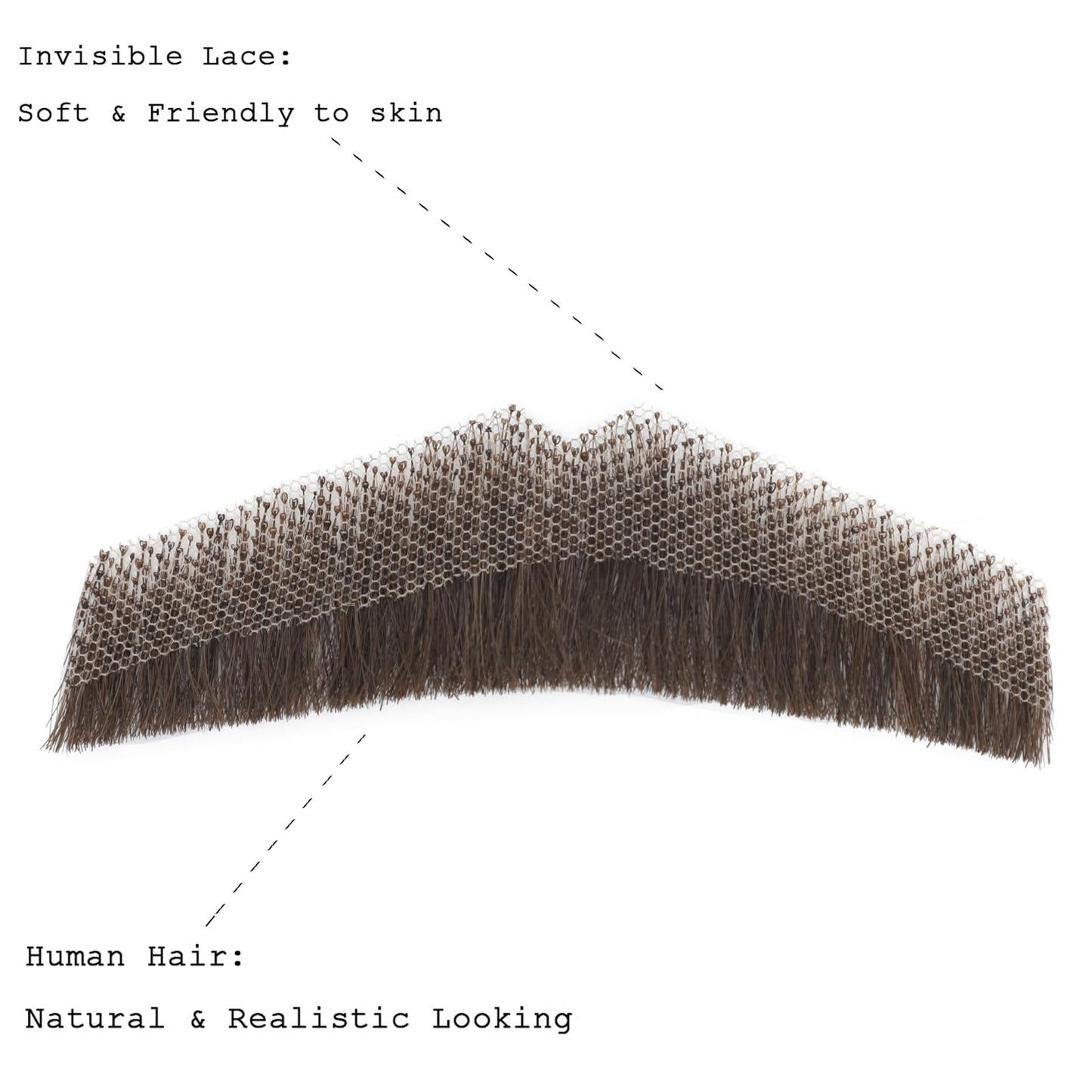 Amiunis Human Hair Beard Lace Base Hand Knotted Realistic Mustache for Adults Costume Party Cosplay Fake Full Beard (FB003-Brown)