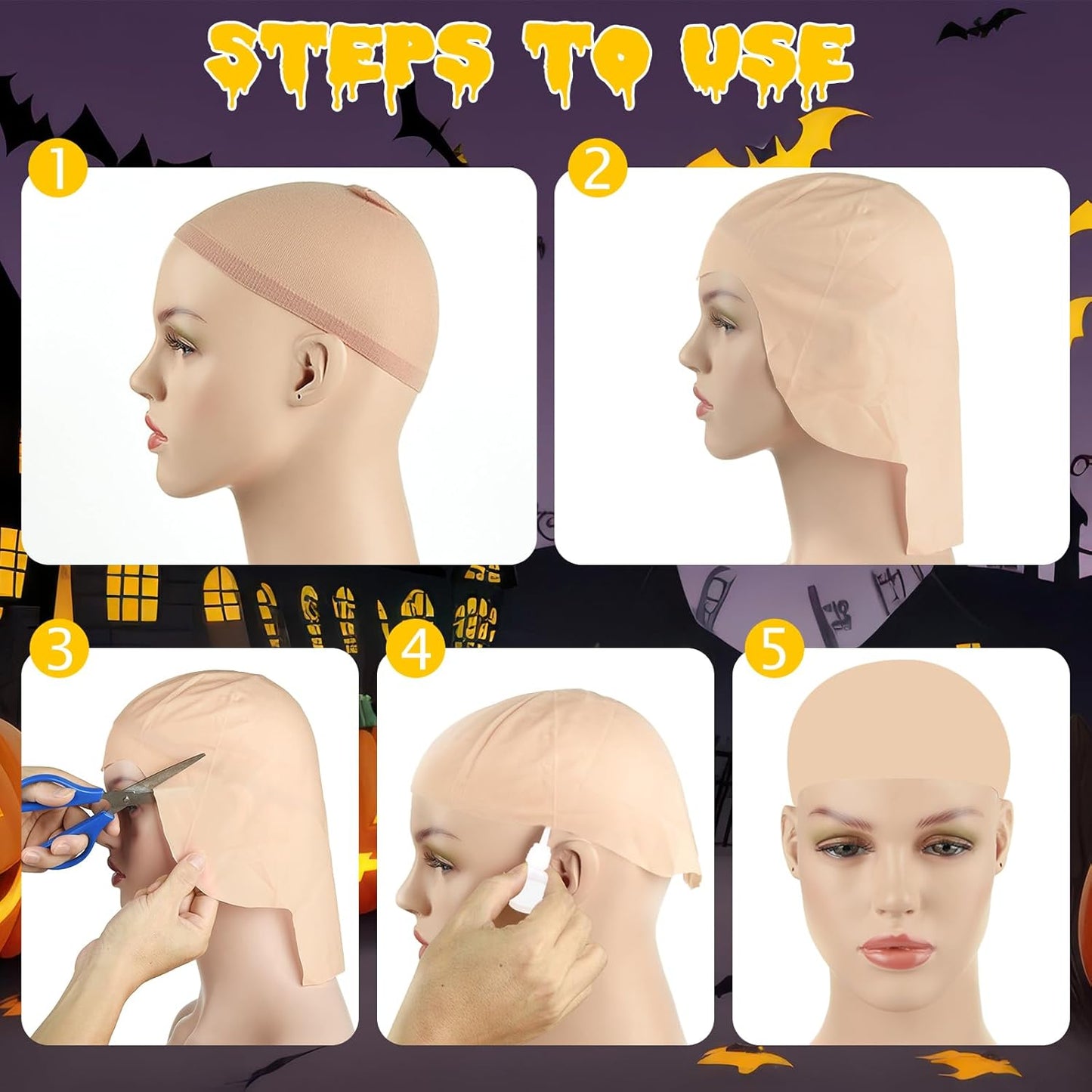Bald Cap for Halloween Costumes | Latex Wig Caps for Adults & Women - 2/4/8 Pieces