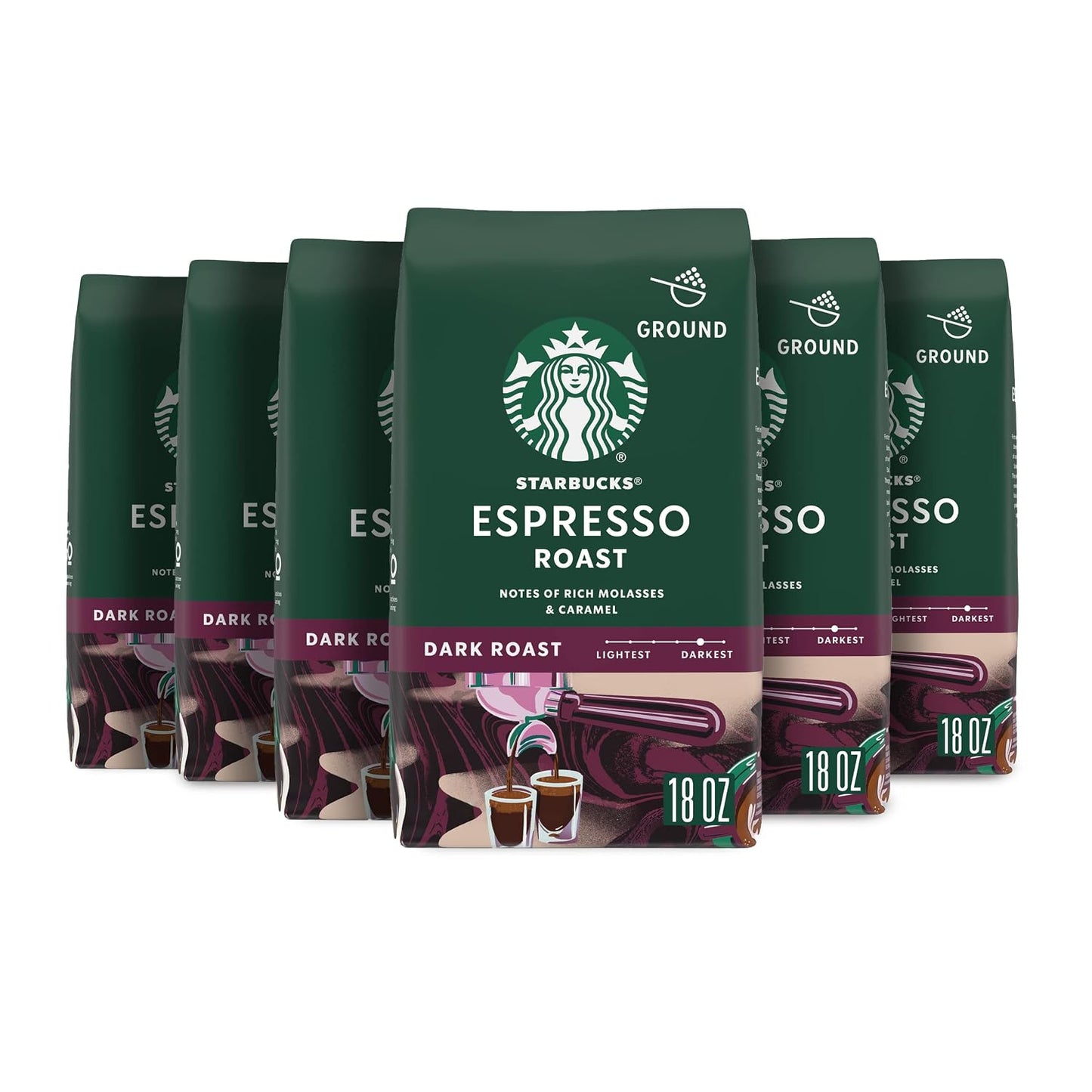 Starbucks Ground Coffee - Dark Roast Italian Blend | 100% Arabica, 18 oz Bag