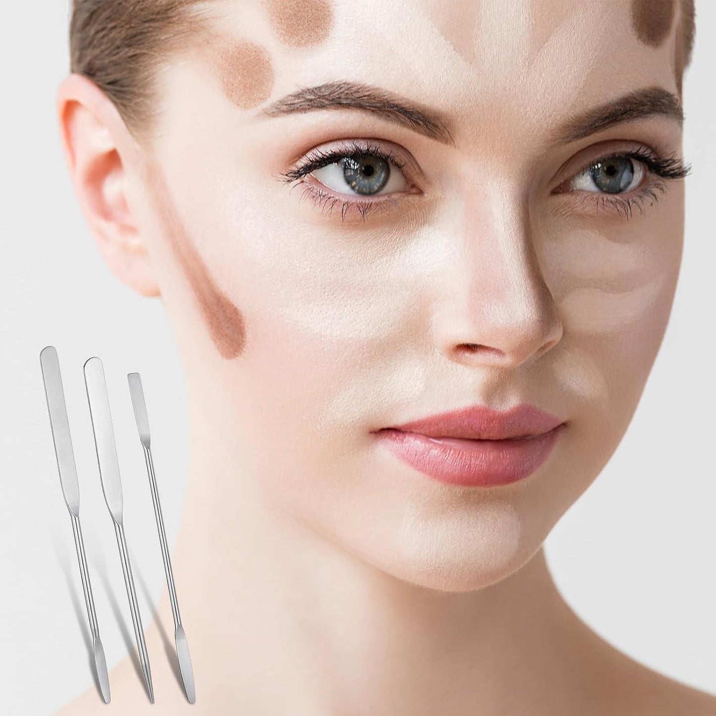 Stainless Steel Makeup Spatula Set - 6 Reusable Cosmetic Tools for Even Foundation & Skincare Application