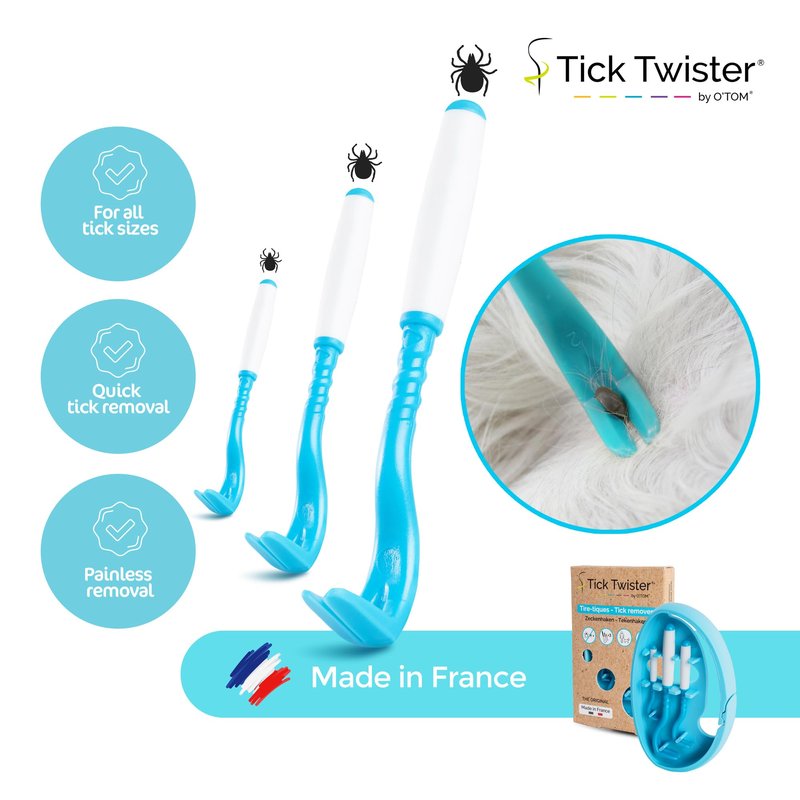 Tick Twister Tick Remover for Dogs and Human - Made in France - Tick Puller for Humans and Dogs - 3 Different Sizes - Dog Tick Removal Tool - Also for All Other Pets - Tick Nipper in