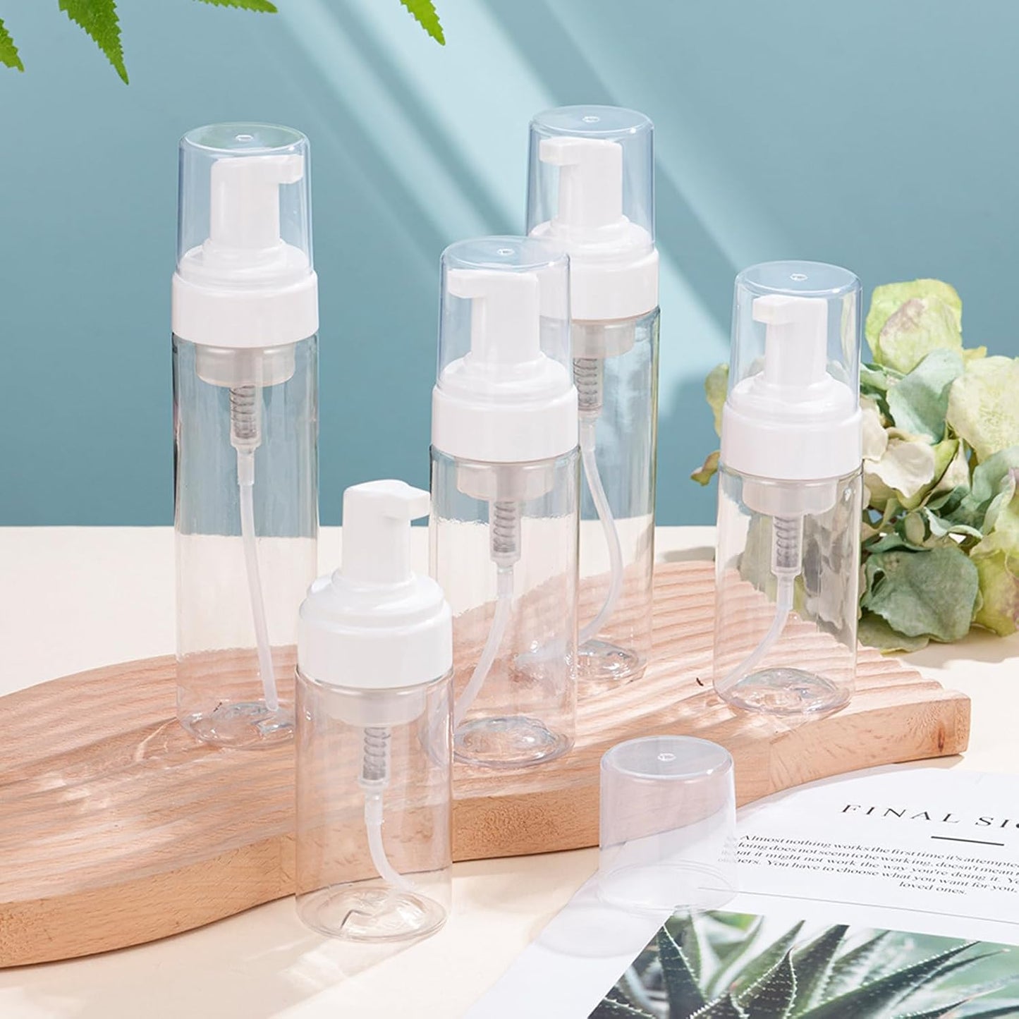 12 Pcs Foaming Spray Bottles - 7 Oz Transparent Refillable Pump Dispenser for Soap, Shampoo & Cleaning