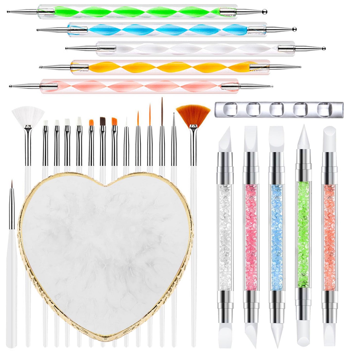 Nail Art Tools Set - 27 Pcs Including Brushes, Palette & Sculpting Pens | DIY Nail Art Kit