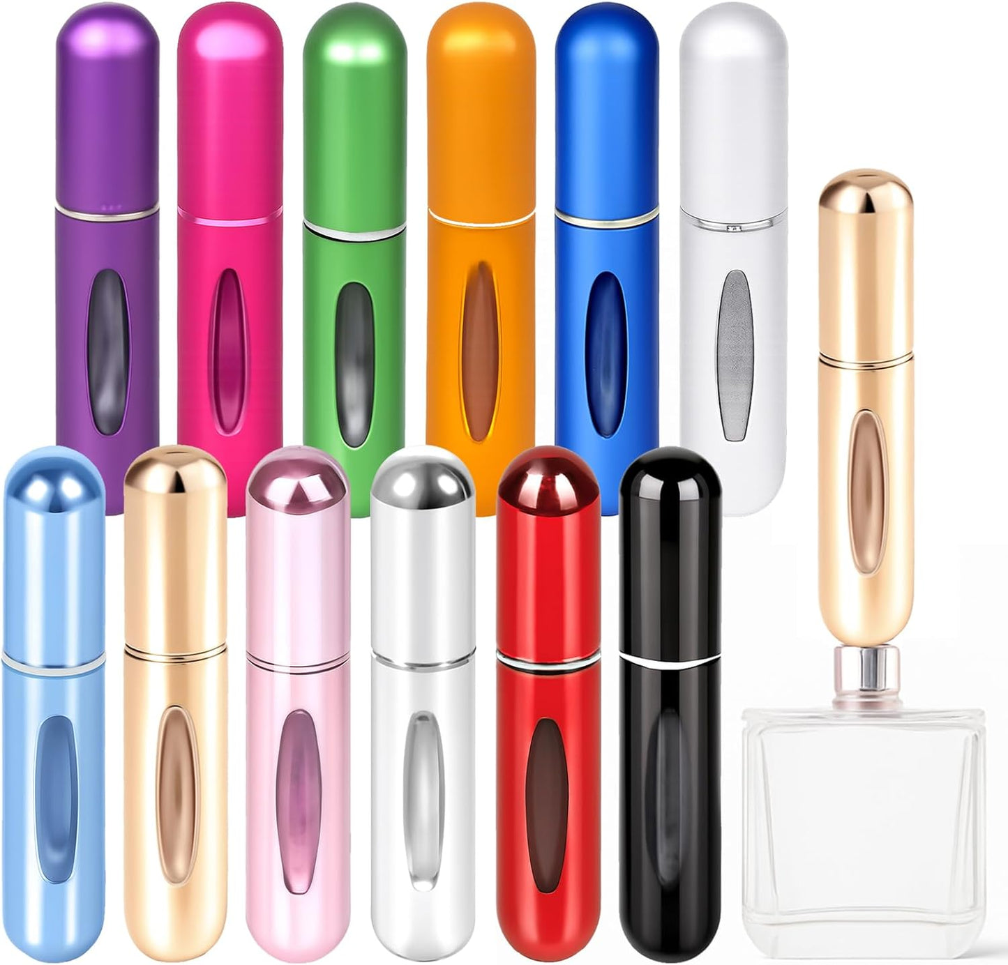 Refillable Perfume Atomizer Spray Bottles - 12 Pack Mini Cologne Sprayers | TSA Approved 5ml for Travel & Home Use