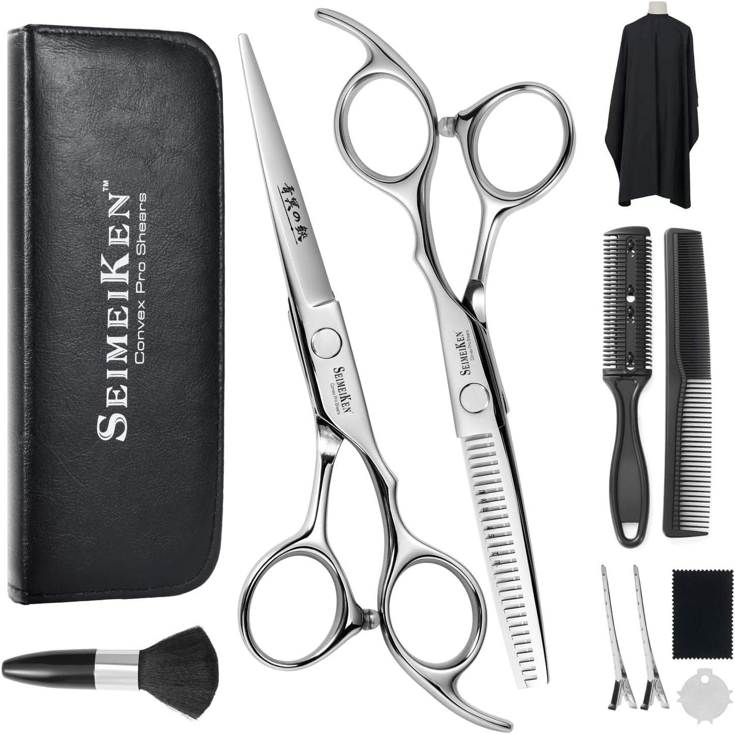 Professional Hair Cutting Scissors Kit - 10-Piece Shears Set | 6-Inch Thinning & Hairdressing Scissors for Salon & Home Use