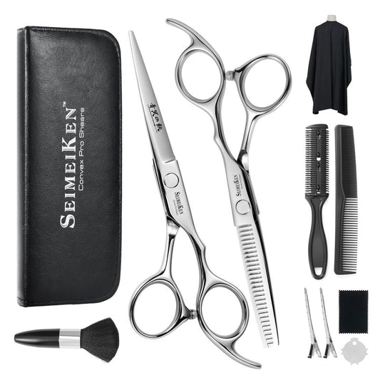SEIMEIKEN Hair Cutting Scissors Kit – 10PCS Professional Hair Shears Set - 6.0 Inch Haircut Scissors - Hairdressing Shears Thinning Scissors for Salon & Home Use