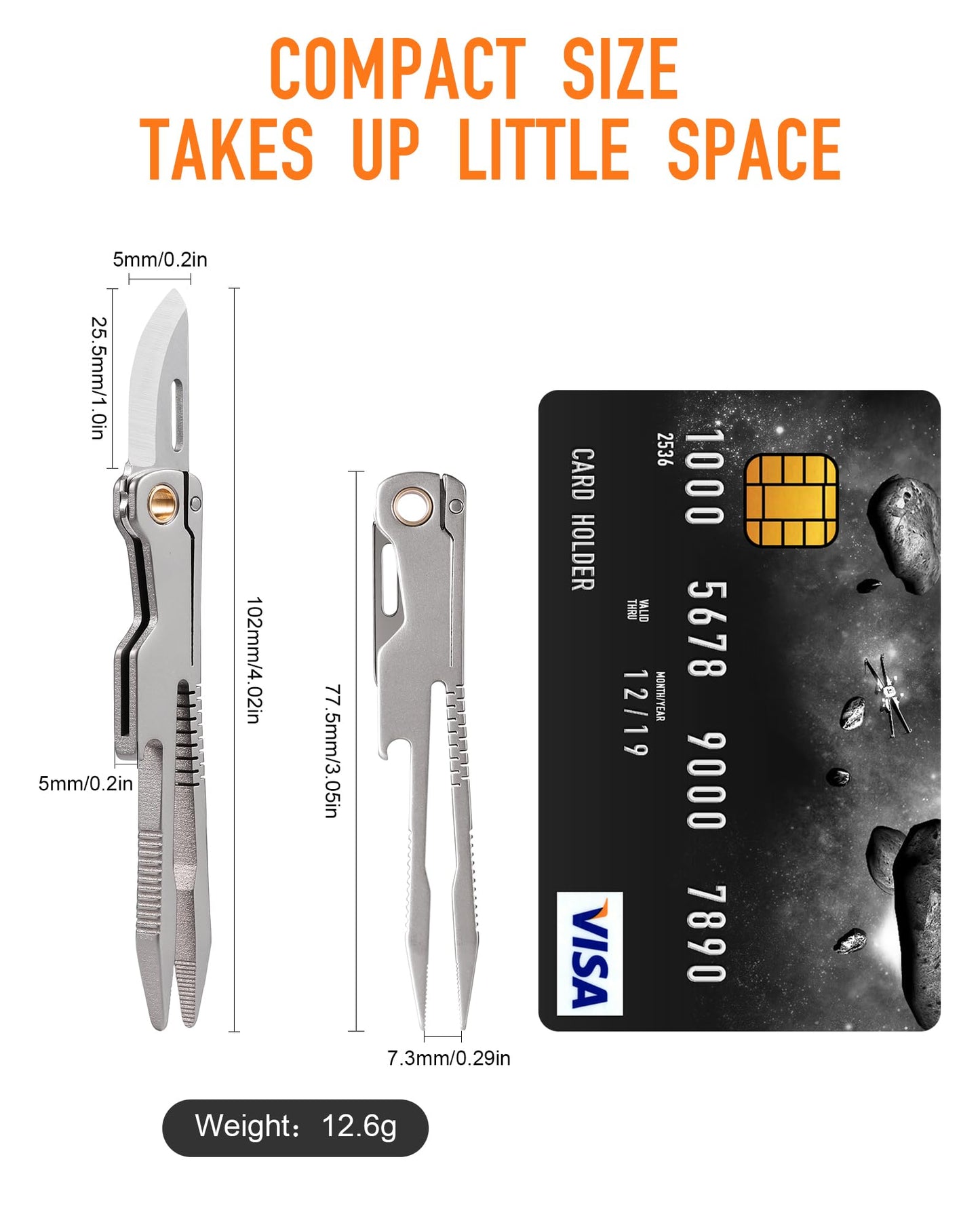 LIAOVEN Titanium EDC Tweezers Tool for Men, Precision Tweezers with Knife Survival Camping Outdoor Travel Garden Plant Splinter Craft Mini Tweezer Tool for Father Gifts