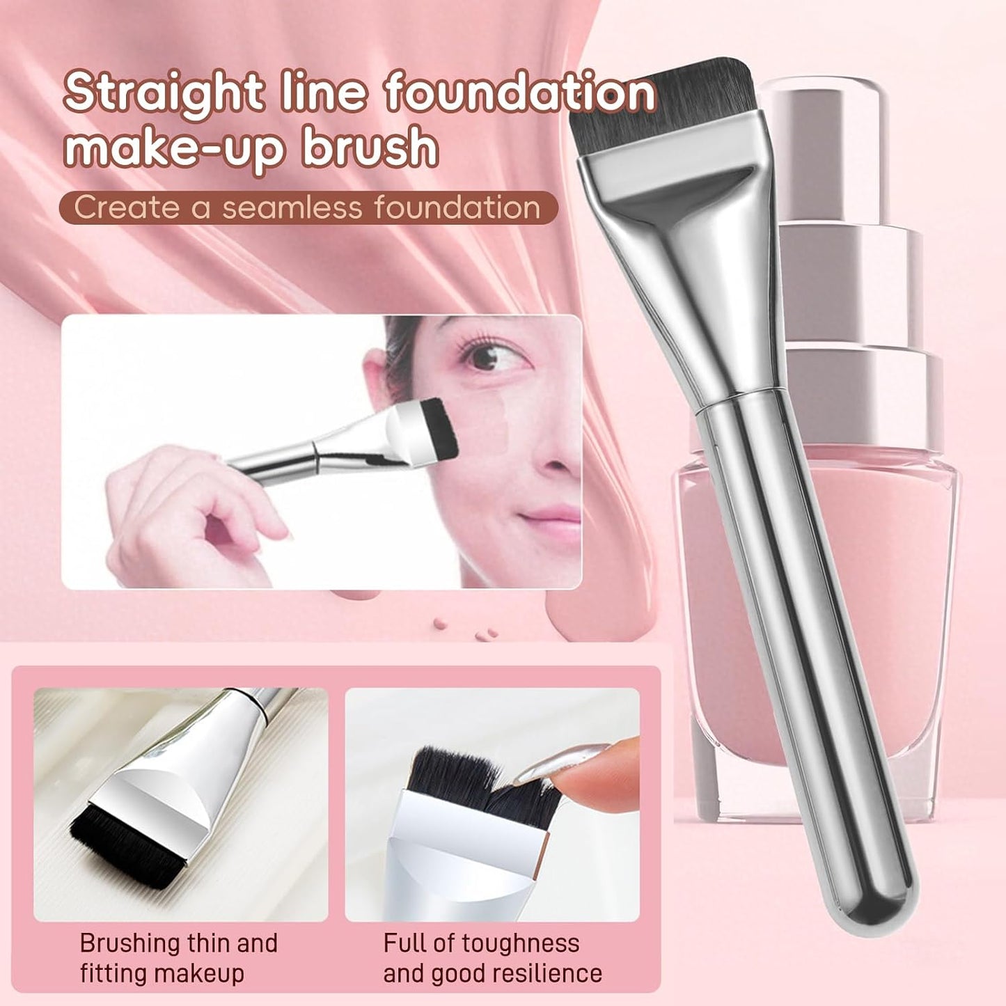 Makeup Mixing Palette - Stainless Steel Tray with Foundation Brush & Korean Spatula | Ideal for Liquid Makeup & Nail Art
