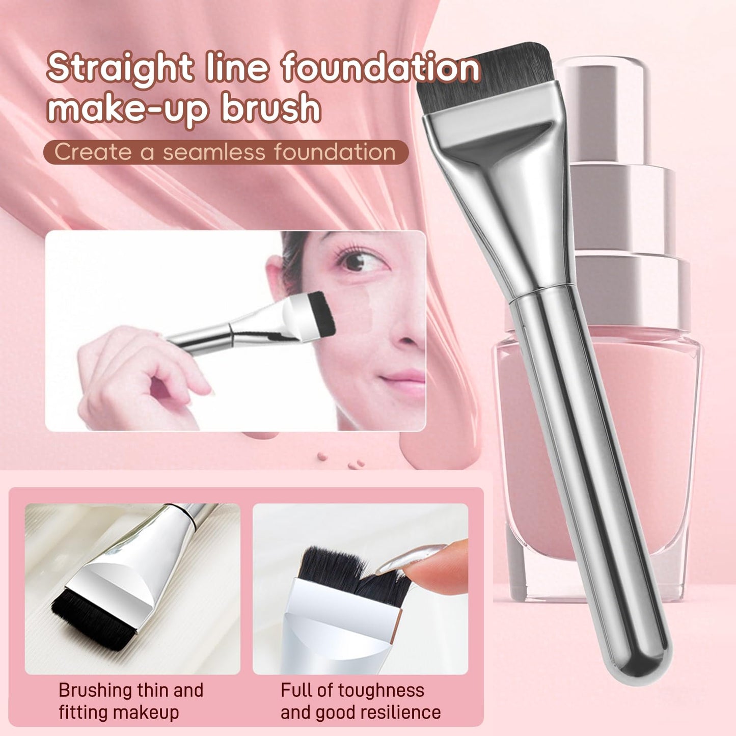 KissDate Makeup Mixing Palette with Foundation Brush for Liquid Makeup and Korean Makeup Spatula, Stainless Steel Makeup Palette Tray Mixer Nail Art Palette Mixing Tray