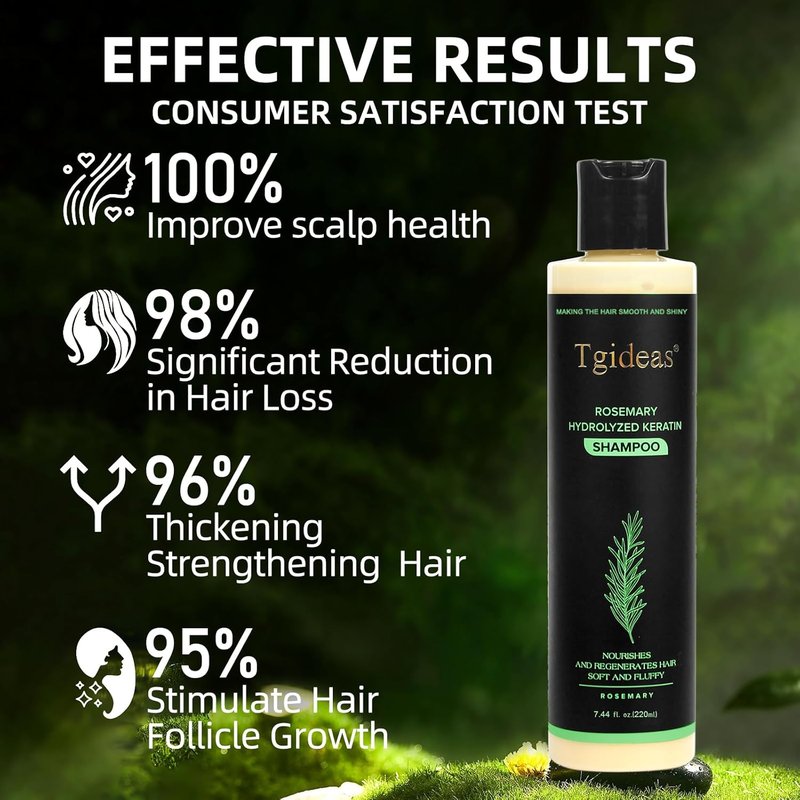 Organic Rosemary Hair Growth Shampoo - Natural Thickening & Strengthening Formula with Hydrolyzed Keratin | 7.4 fl. oz