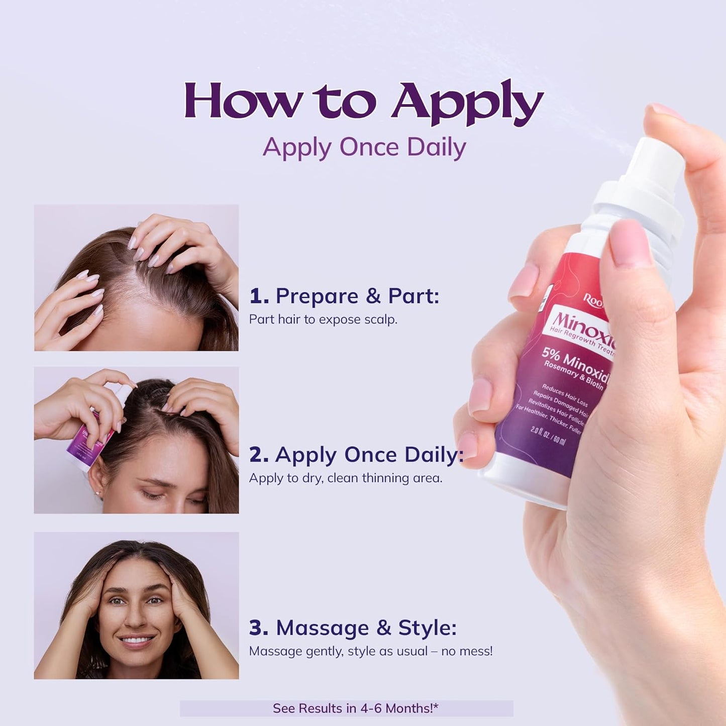**Women's 5% Minoxidil Hair Growth Spray - Extra Strength with Rosemary & Biotin | 3-Pack, 60ML Each**