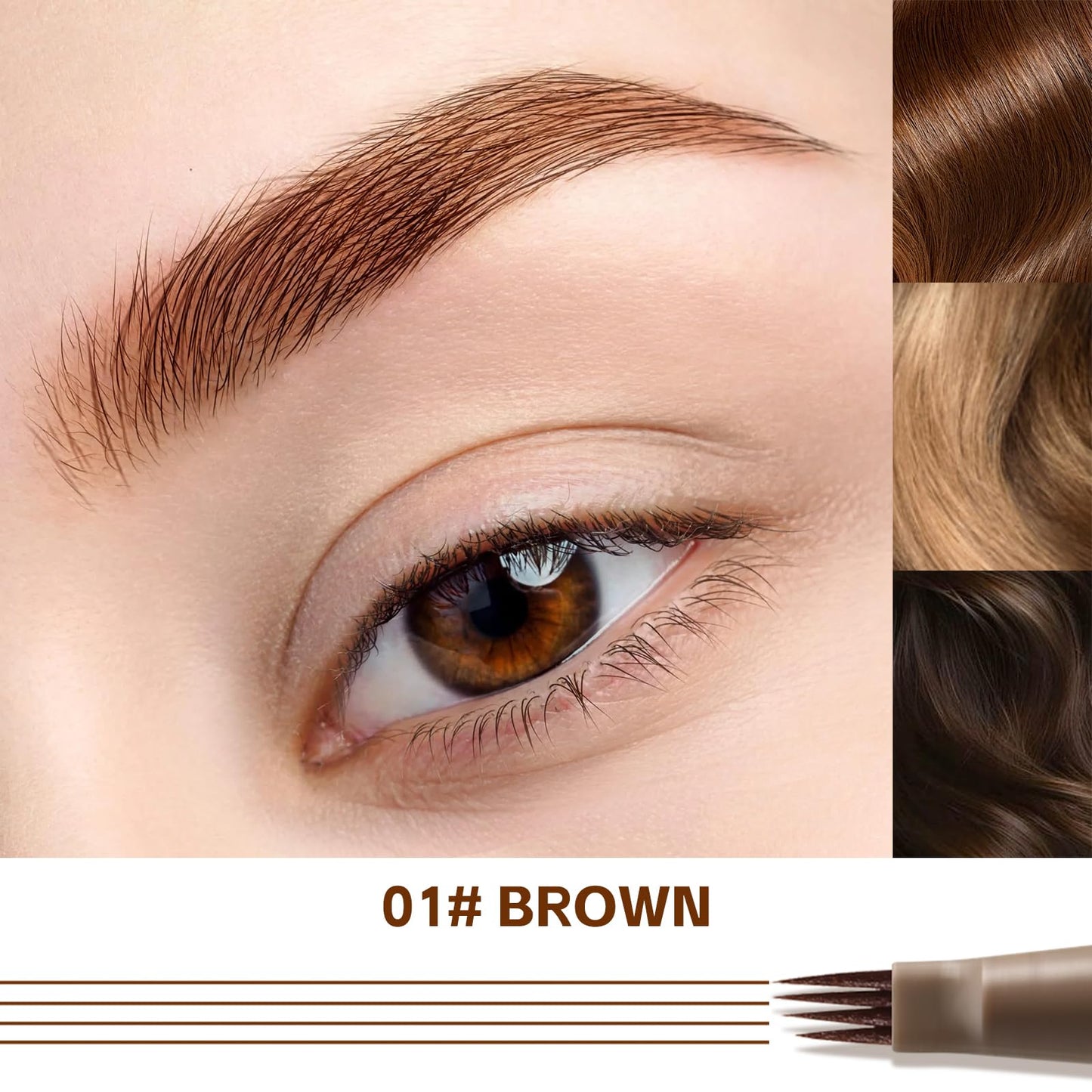 Boobeen 2 Pack 4-Tip Microblading Eyebrow Pen, Waterproof Eyebrow Pencils for Women to Effortlessly Create Natural Hair-Like Strokes, All-Day Wear
