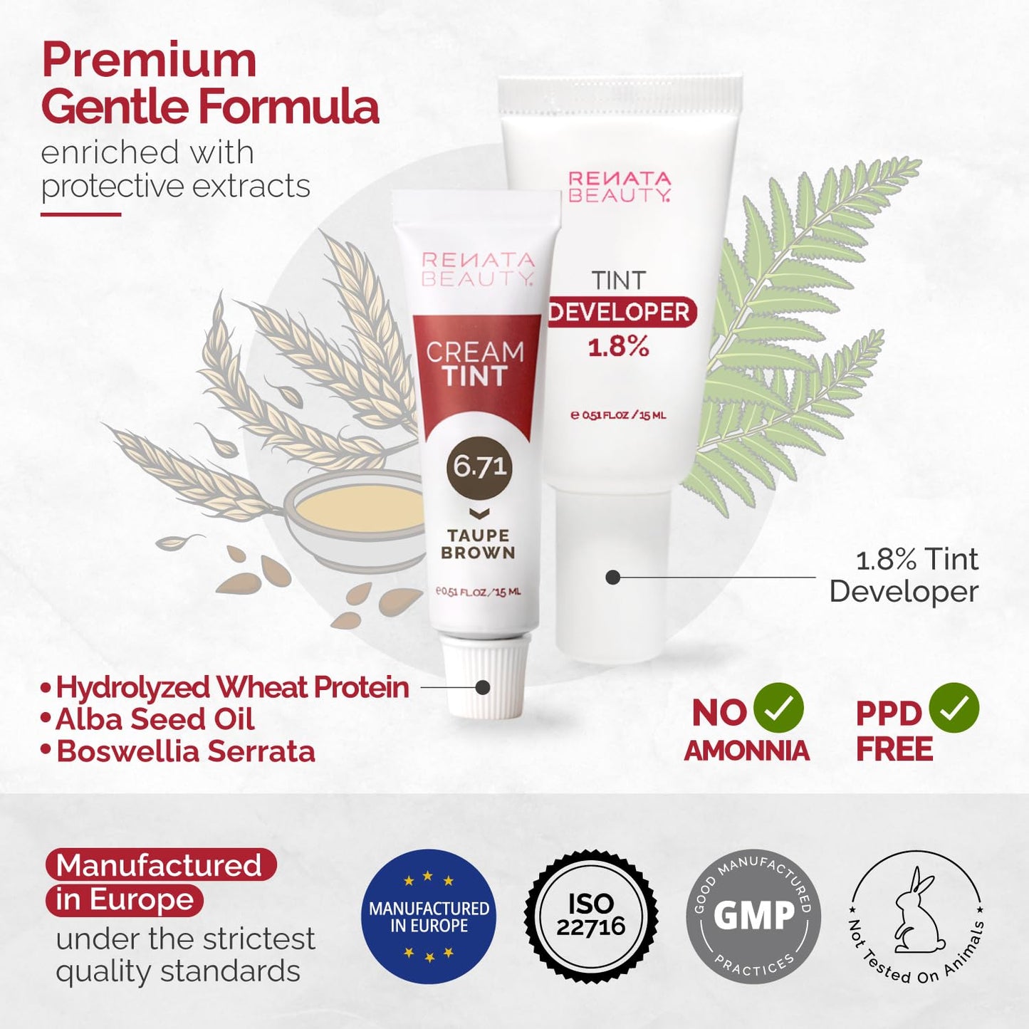 Renata Beauty Tint Kit - Cream Hair Dye for Spot Coloring | Smudge-Proof, Long-Lasting, 20 Applications - Taupe Brown
