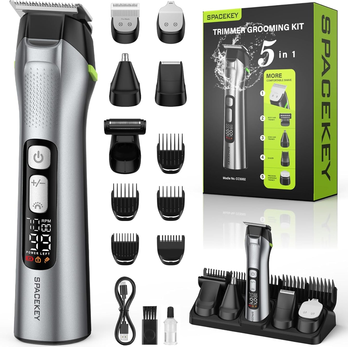 Beard Trimmer for Men - Cordless Grooming Kit with Stainless Steel Blade | 150-Min Runtime, IPX7 Waterproof, 3 Speed Settings