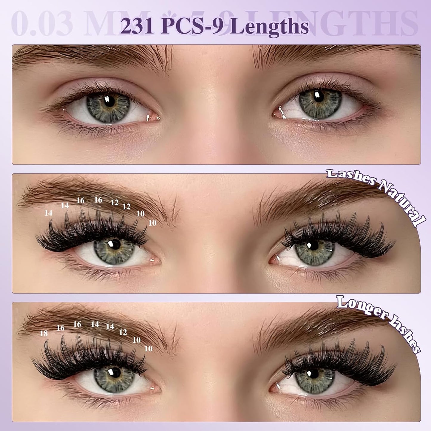 Fluffy Lash Clusters Kit - 0.03mm Ultra-Fine Manga Eyelash Extensions | Mixed Length 10-18mm for Voluminous Look