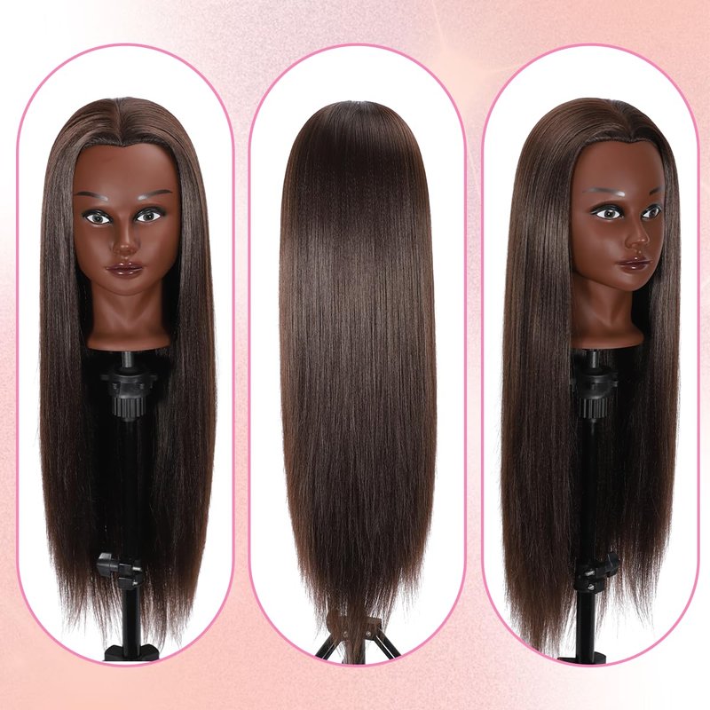 Mannequin Head - 80% Human Hair Training Head for Hair Styling | 26-28 Inch Straight Hair for Cosmetology & Barber Use