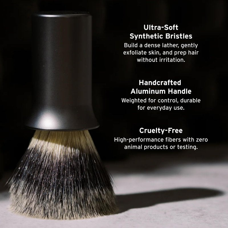 SUPPLY Silvertip Synthetic Shaving Brush for Men – Dense Synthetic Fibers, Thick Lather, Matte Black