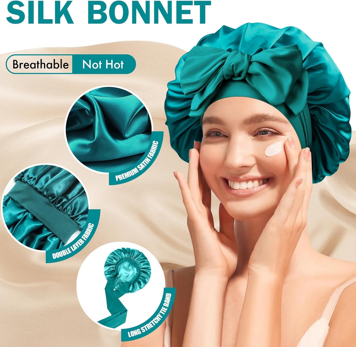 Silk Bonnet for Sleeping | Adjustable Soft Satin Lined Night Cap - Double Layer Design