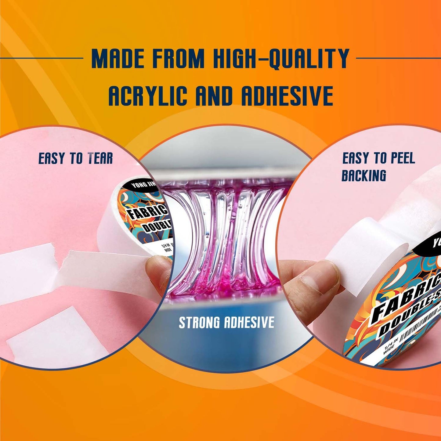 Double-Sided Fabric Tape - No Sewing or Ironing Needed | Quick Clothing Repairs, Adhesive Cloth Tape (2 Rolls, 1/4" & 1/2")