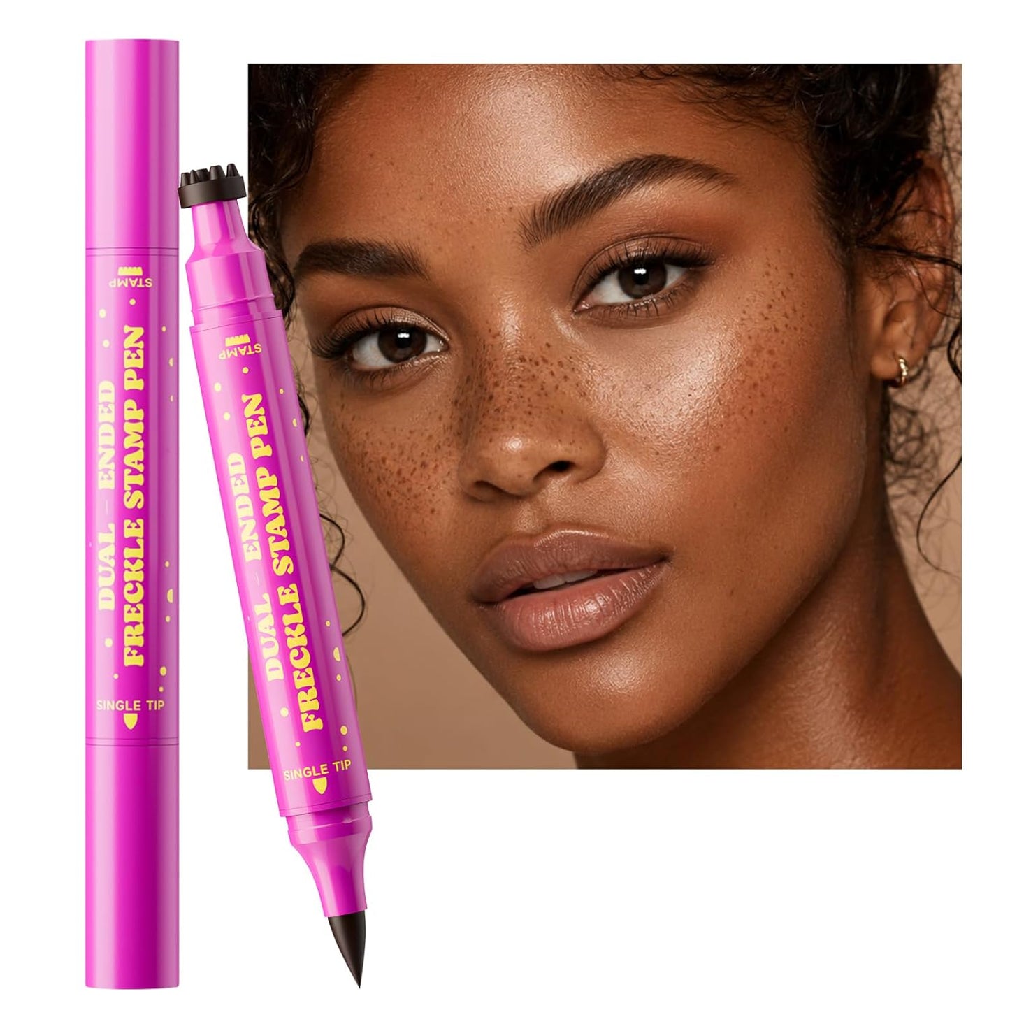 Freckle Stamp Pen - Dual-Ended Waterproof Makeup Marker | Soft Sponge & Precision Tip for Realistic Freckles - 03 Deep Espresso Brown