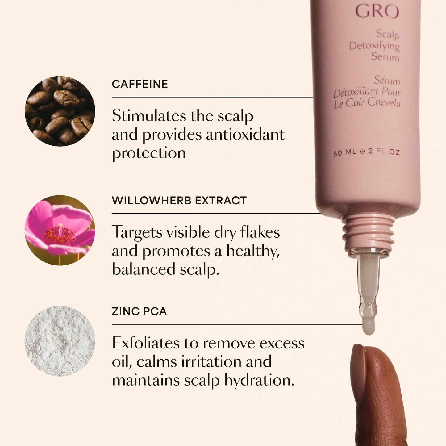 VEGAMOUR GRO Scalp Detoxifying Serum, Scalp Serum with Zinc PCA Removes Buildup & Soothes Scalp, Natural Citrus Scent, 2 fl. oz.