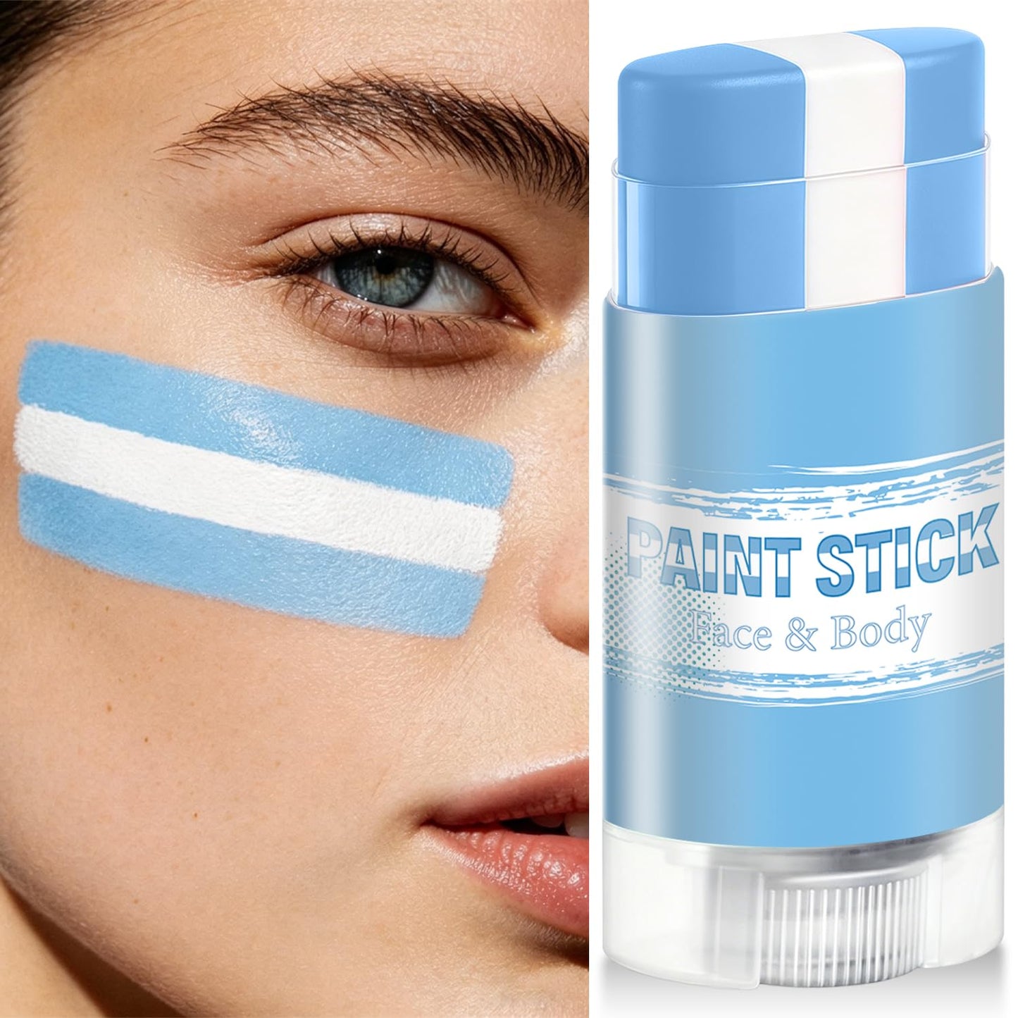 Argentina Face & Body Paint Stick - Blue & White Makeup for World Cup Fans | Sports Eye Black Stick