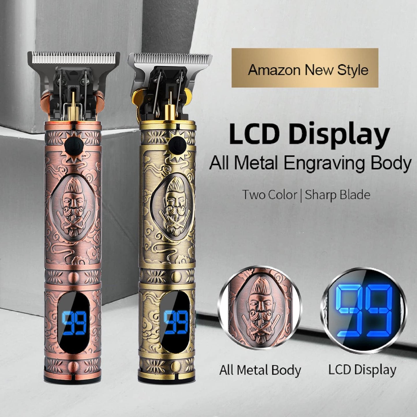AMULISS Beard Trimmer for Men Hair Clippers Zero Gapped Cordless Hair Trimmer Professional Haircut & Grooming Kit for Men Rechargeable LED Display