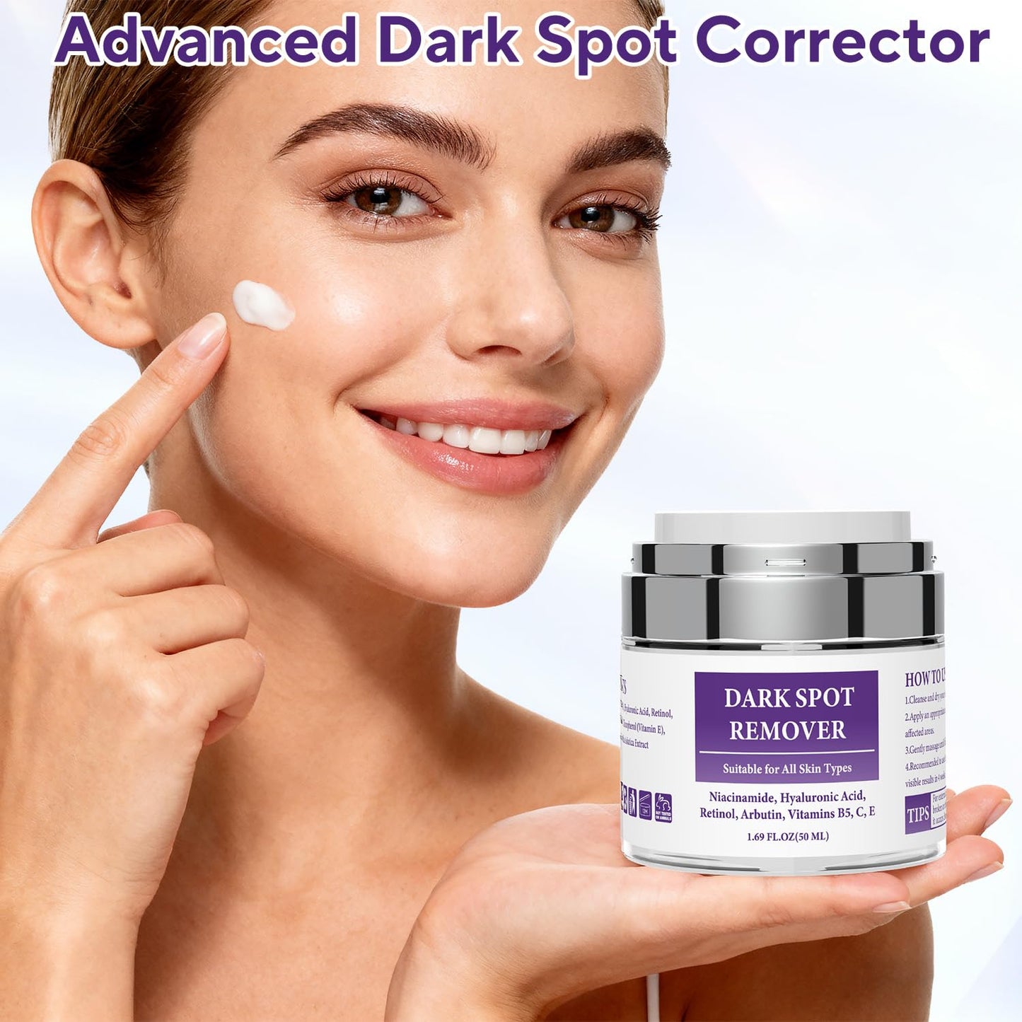 Jessasjet Dark Spot Remover for Face & Body, Advanced Corrector Cream with Niacinamide, Retinol, Arbutin, Hyaluronic Acid & Vitamins B5 C E, Fade Age Spots, Sun Spots, Freckles (1.69 Fl Oz)